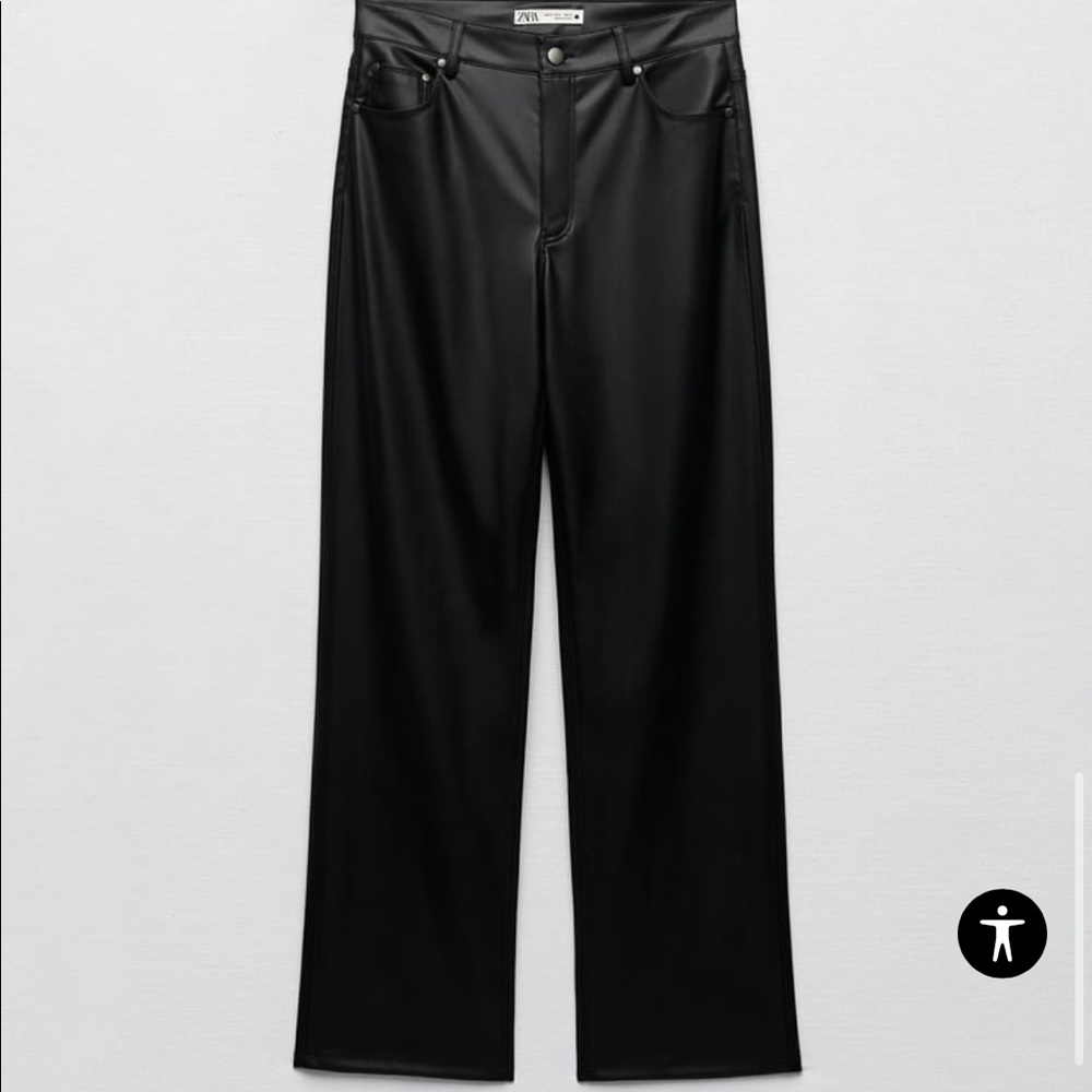 Zara ZW Faux Leather 90s Wide Leg Pants